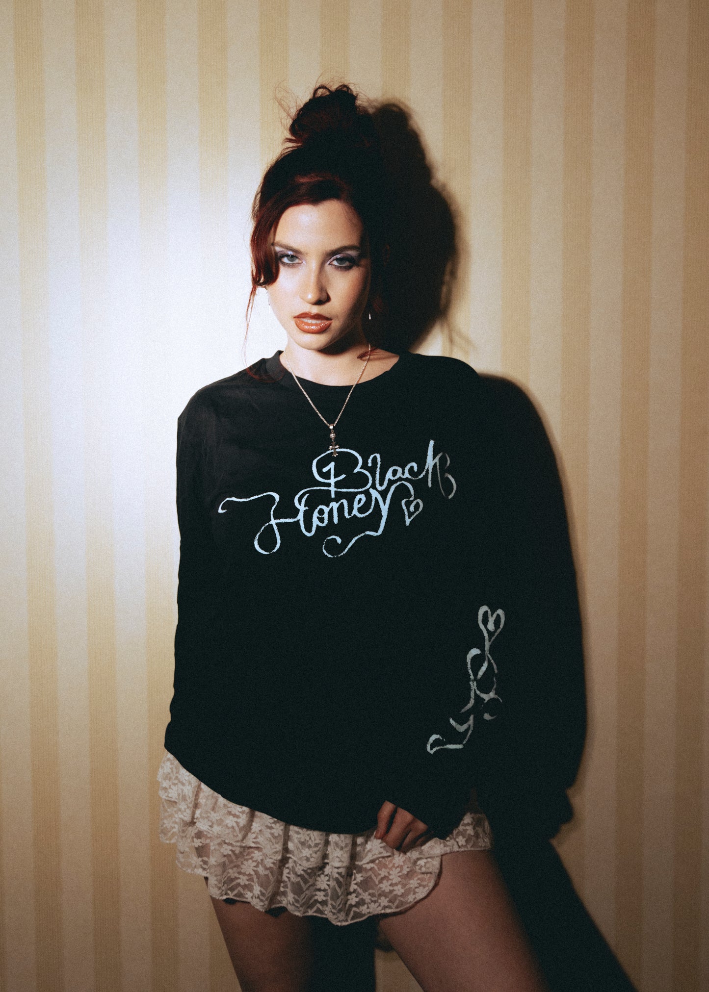 Navy Ribbon Long Sleeve Tee