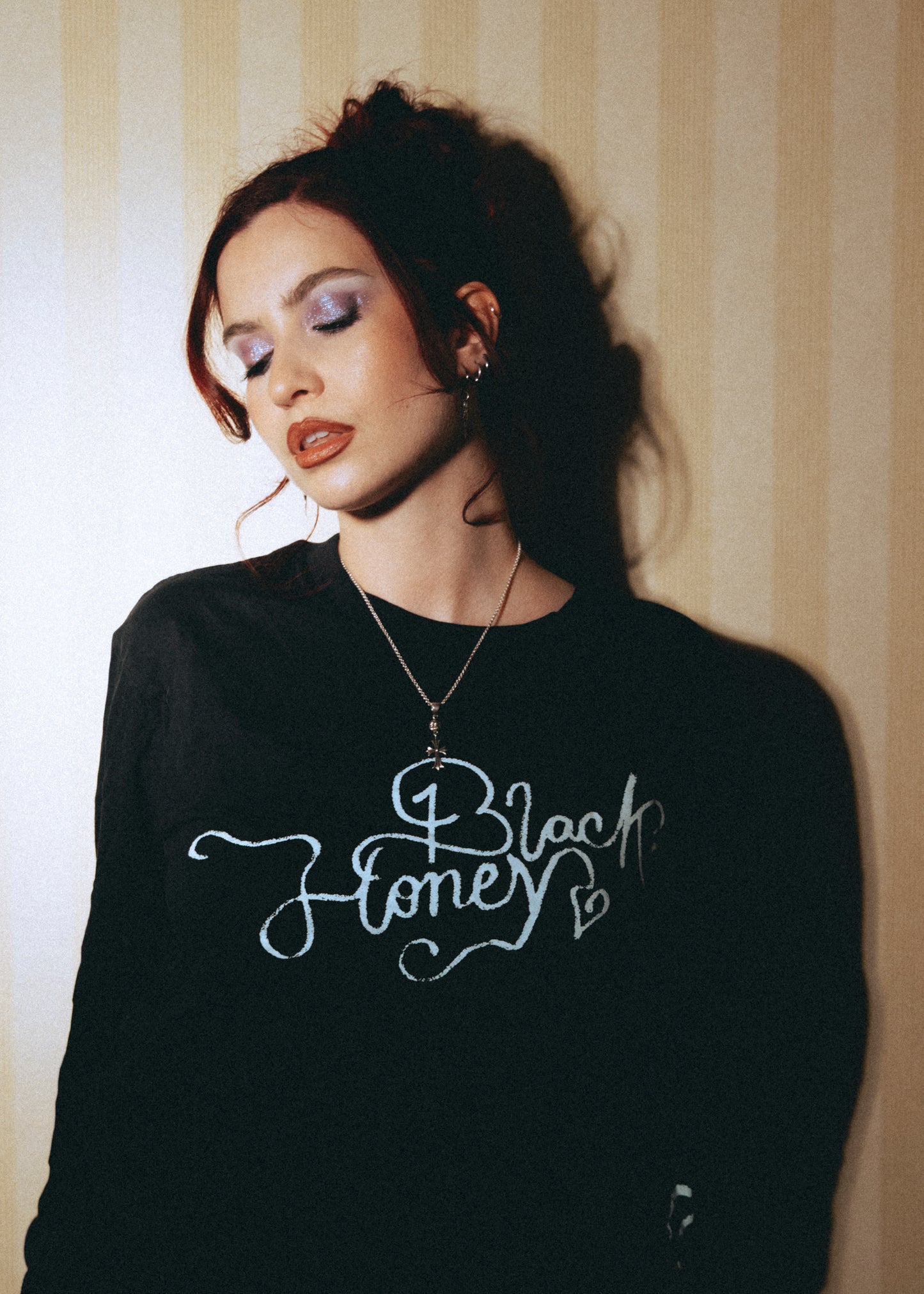 Navy Ribbon Long Sleeve Tee